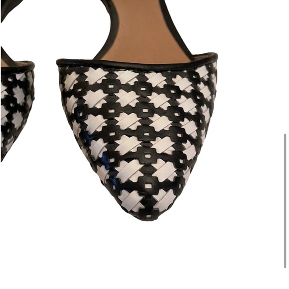 Shellys London black & white Dorsay adjustable ankle straps flat shoes size 10 - Picture 5 of 13